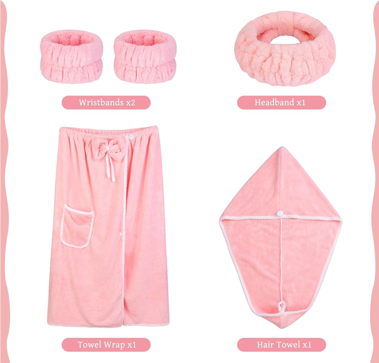 Towel Wrap Women Shower Robe Adjustable Closure Bathrobe with Hair Drying Towel & Spa Wraps