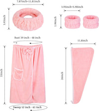 Towel Wrap Women Shower Robe Adjustable Closure Bathrobe with Hair Drying Towel & Spa Wraps