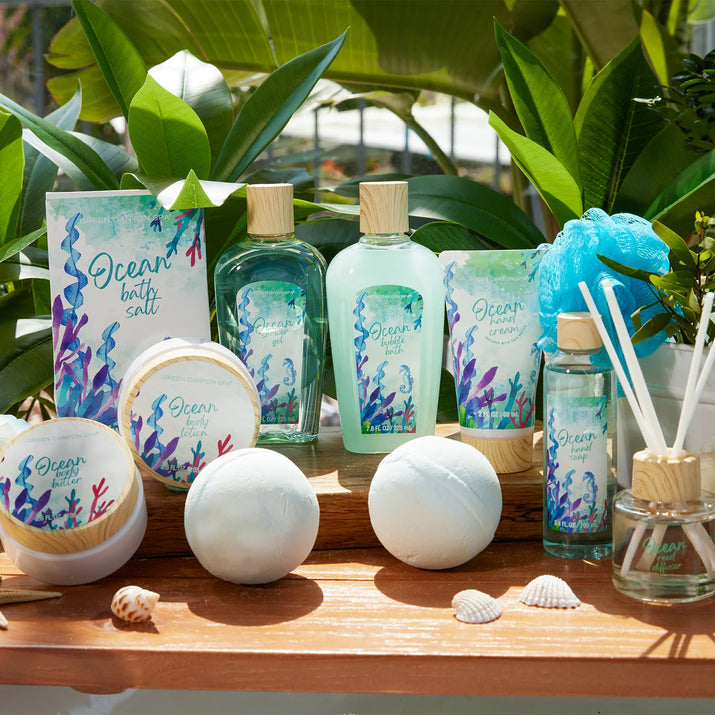Bath Gift Baskets for Women - 12 Pcs Ocean Spa Gift Sets, Luxury Mothers Day Gifts for Mom