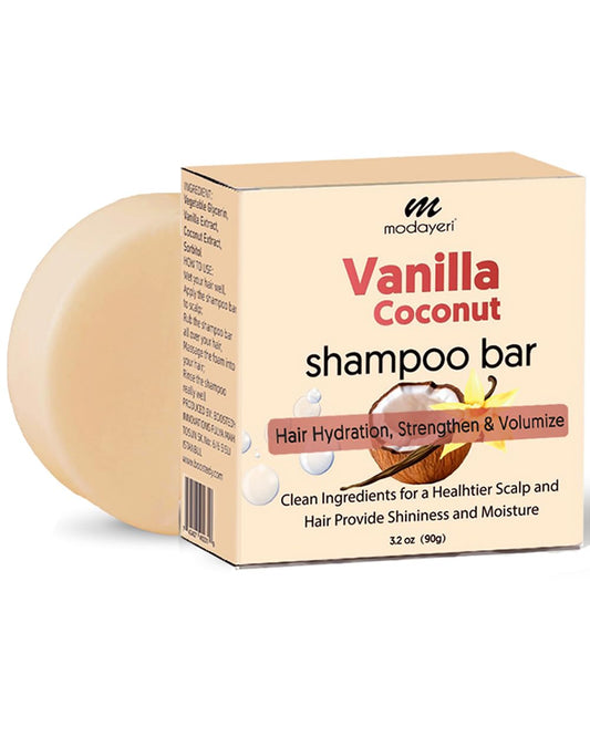 Vanilla Coconut Shampoo Bar - Natural Hair Care for Silky Smoothness, Nourishment, and Volume - Paraben-Free - Tropical Scent Suitable for All Hair Types, 3.2 Oz