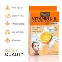 Vitamin C & Collagen Face Mask - Dermatologist Tested Anti-Aging Hydrating Sheet Mask for Dry Skin - Firms, Tones, and Smooths Fine Lines - Korean Skincare - Pack of 5
