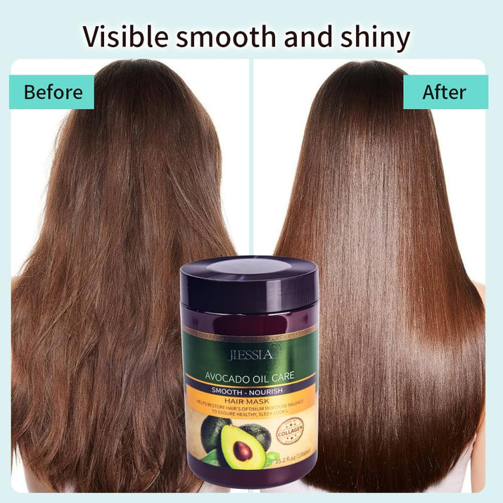 Avocado Oil Hair Care Set, Moisturizing Shampoo and Conditioner with Collagen, Hair Mask, Smooth and Repair Treatment, 33.8 Fl Oz, Hair Serum 3.51 Oz