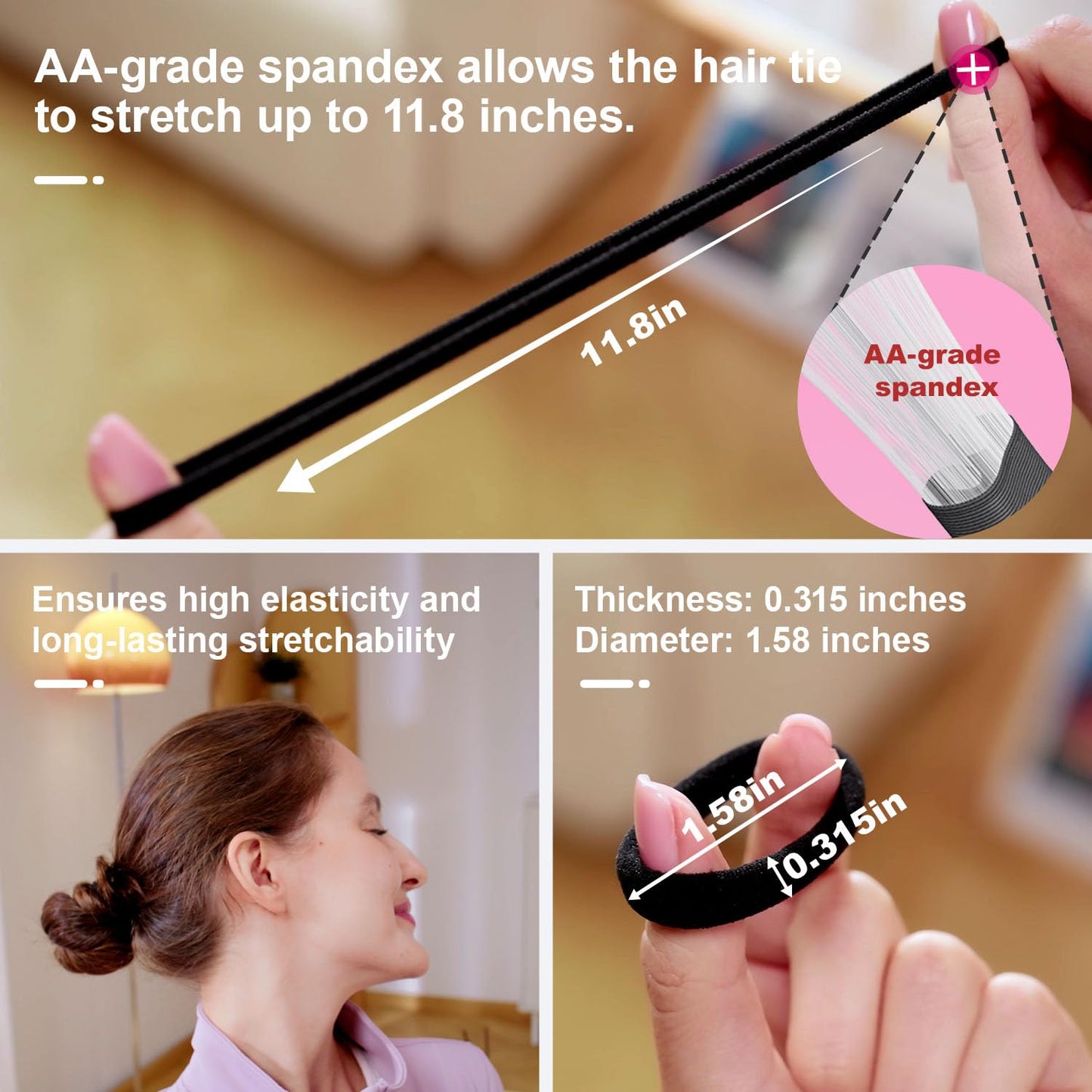 120Pc Hair Ties No Damage Snag Free for Thick Hair, Seamless No Pull Elastic Ponytail Holders for Women Girls(Classic 5 Colors)