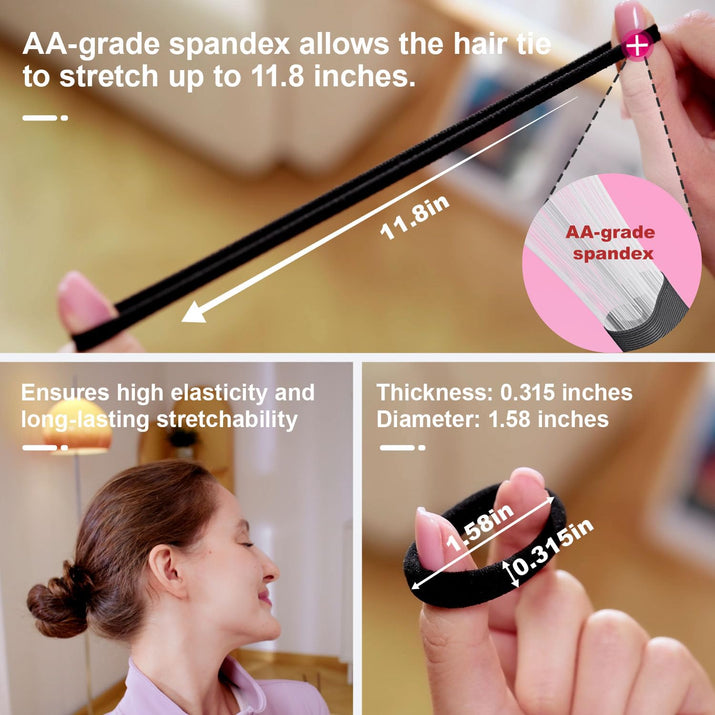120Pc Hair Ties No Damage Snag Free for Thick Hair, Seamless No Pull Elastic Ponytail Holders for Women Girls(Classic 5 Colors)