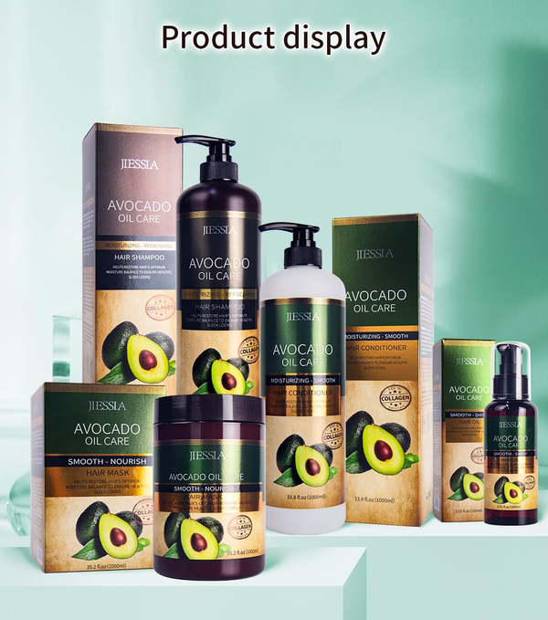 Avocado Oil Hair Care Set, Moisturizing Shampoo and Conditioner with Collagen, Hair Mask, Smooth and Repair Treatment, 33.8 Fl Oz, Hair Serum 3.51 Oz