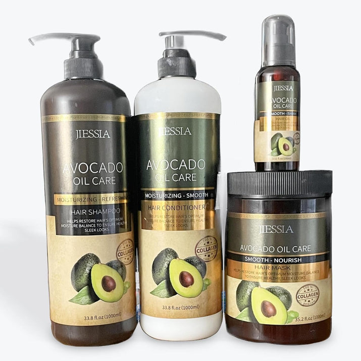 Avocado Oil Hair Care Set, Moisturizing Shampoo and Conditioner with Collagen, Hair Mask, Smooth and Repair Treatment, 33.8 Fl Oz, Hair Serum 3.51 Oz