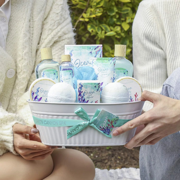 Bath Gift Baskets for Women - 12 Pcs Ocean Spa Gift Sets, Luxury Mothers Day Gifts for Mom