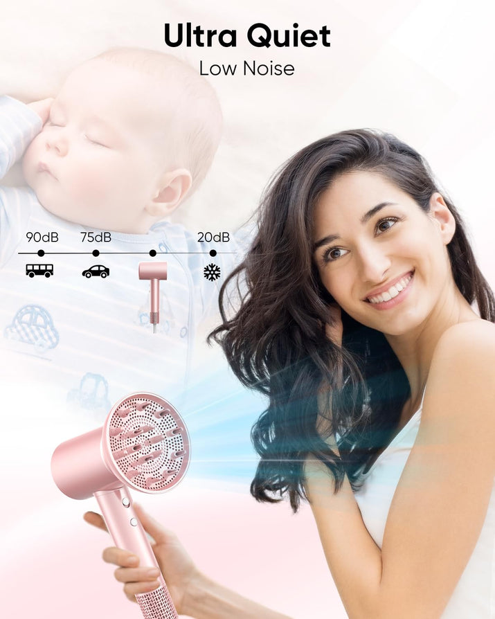 Hair Dryer, 110000 RPM Fast Drying Blow Dryer with Magnetic Diffuser and Concentrator, Professional Lightweight Ionic Hair Dryer for Women and Men