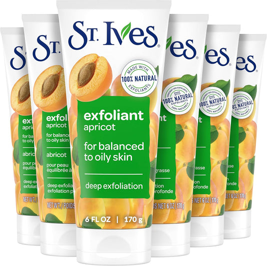 Fresh Skin Apricot Face Scrub, Deep Exfoliating Skin Care for Clean and Radiant Complexion, Oil-Free Formula with 100% Natural Exfoliants, 6 Oz, Pack of 6