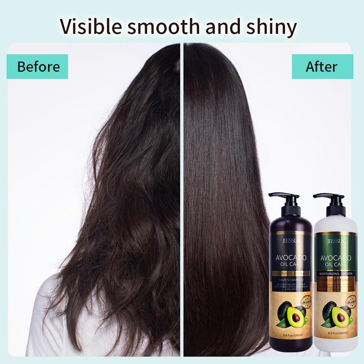 Avocado Oil Hair Care Set, Moisturizing Shampoo and Conditioner with Collagen, Hair Mask, Smooth and Repair Treatment, 33.8 Fl Oz, Hair Serum 3.51 Oz