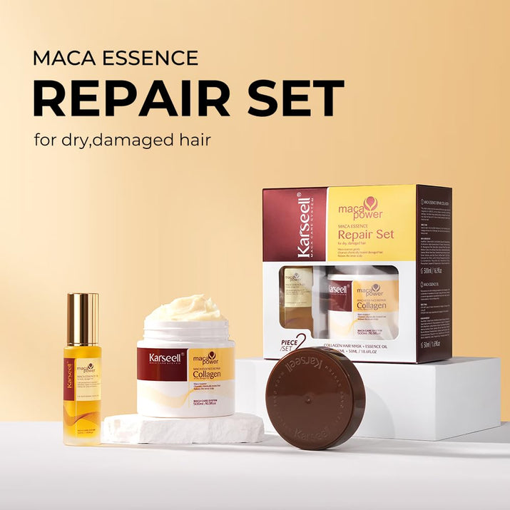 Collagen Hair Treatment Deep Repair Conditioning, Hair Mask Argan Oil Set for Dry Damaged Hair All Hair Types 16.9Floz + 1.69Floz